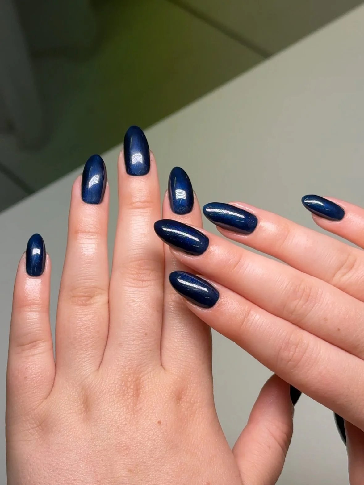Navy Almond Nails