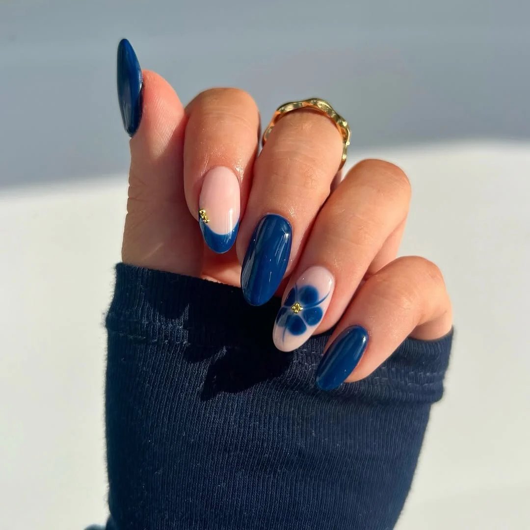 Navy Blue French Tips