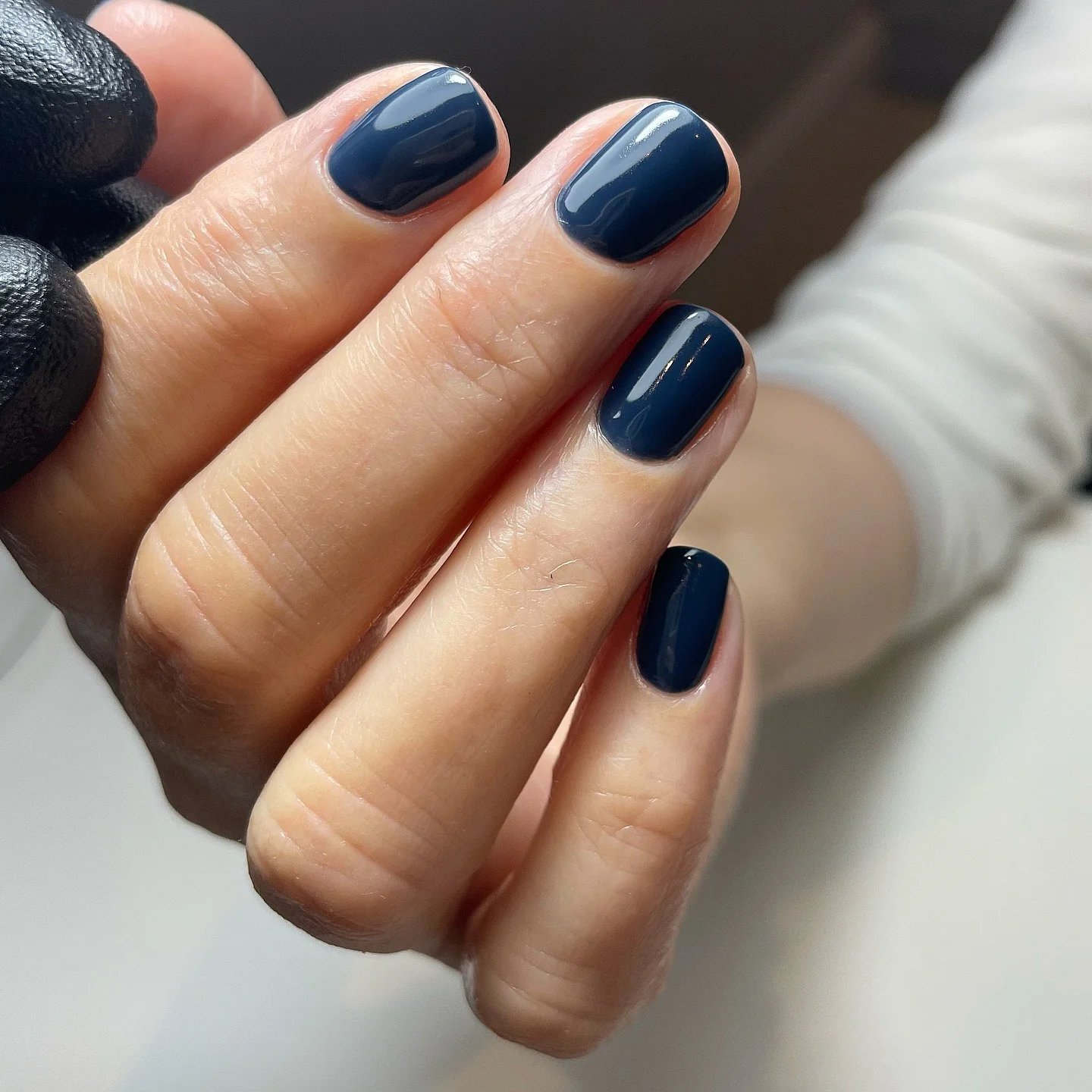Navy Gel Square Nails