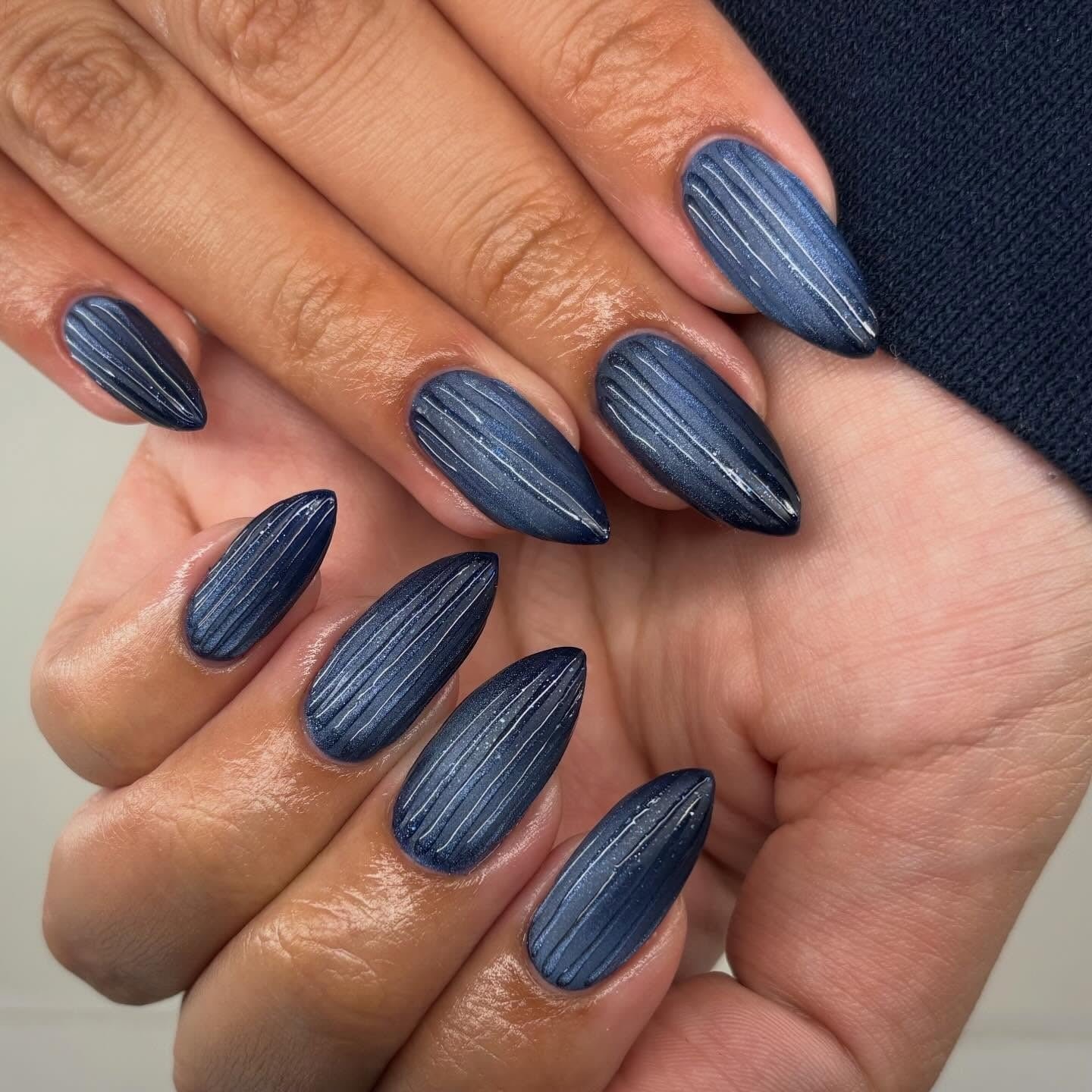 Navy Pinstripe Nails