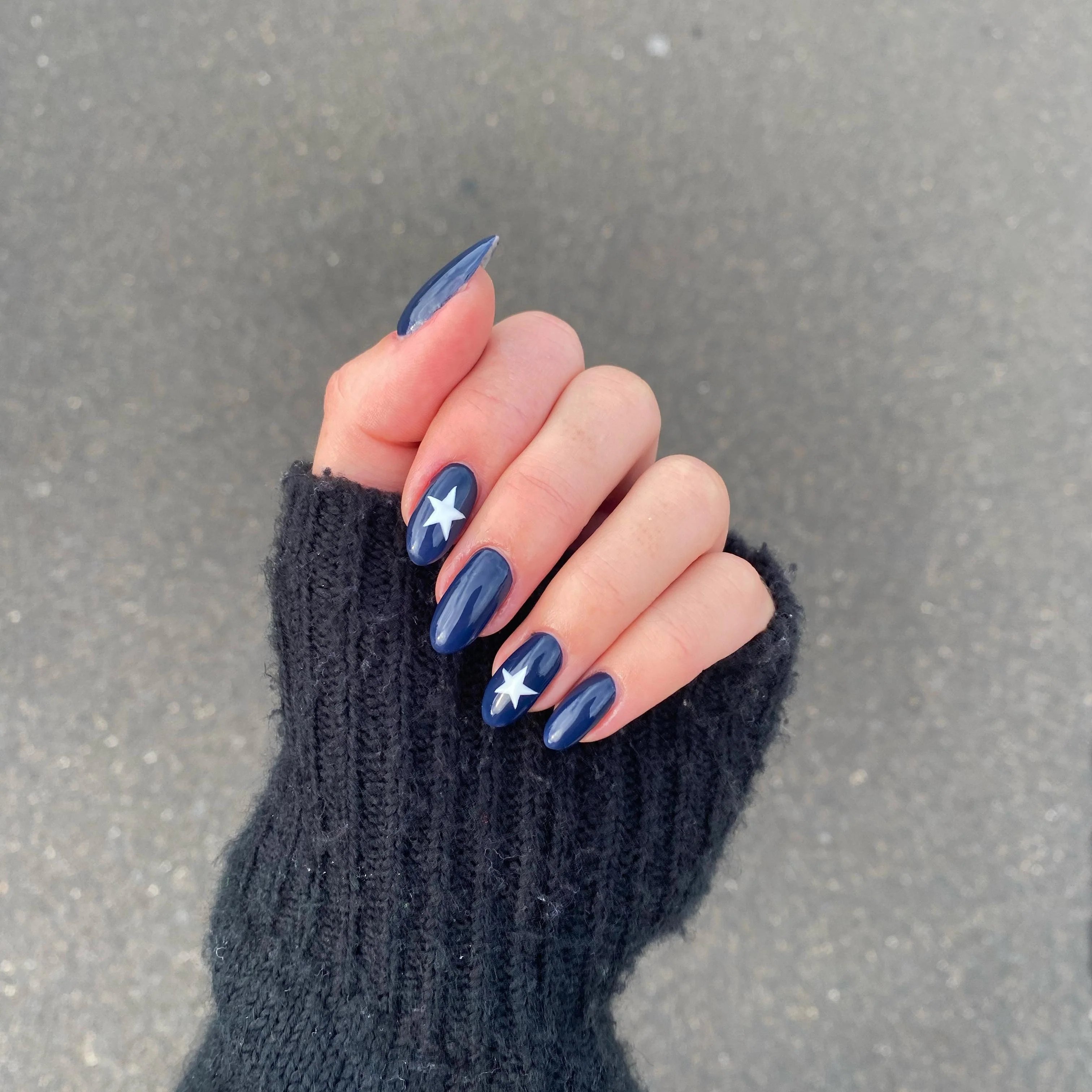 Navy Star Nails
