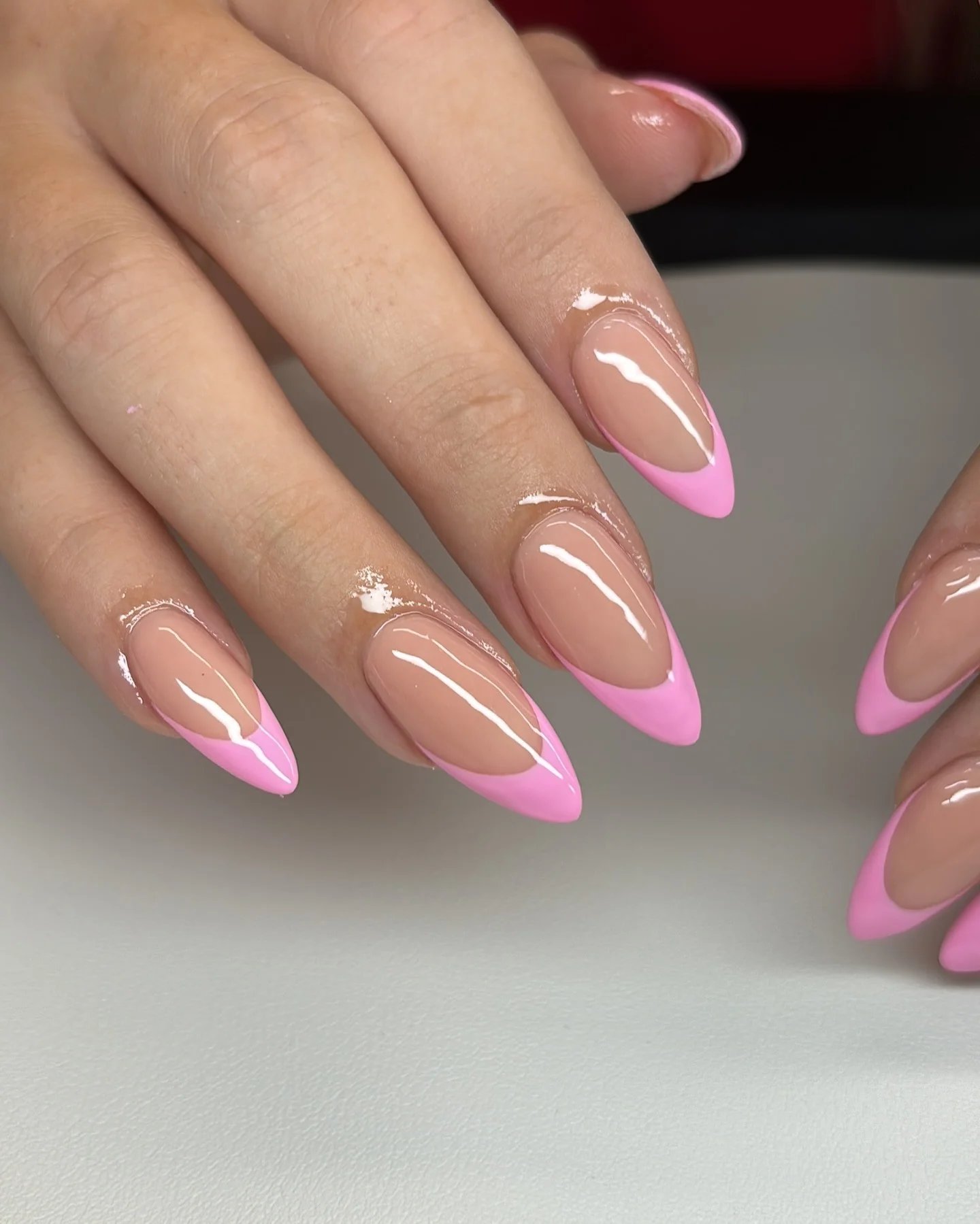Neon Pink Almond Tips