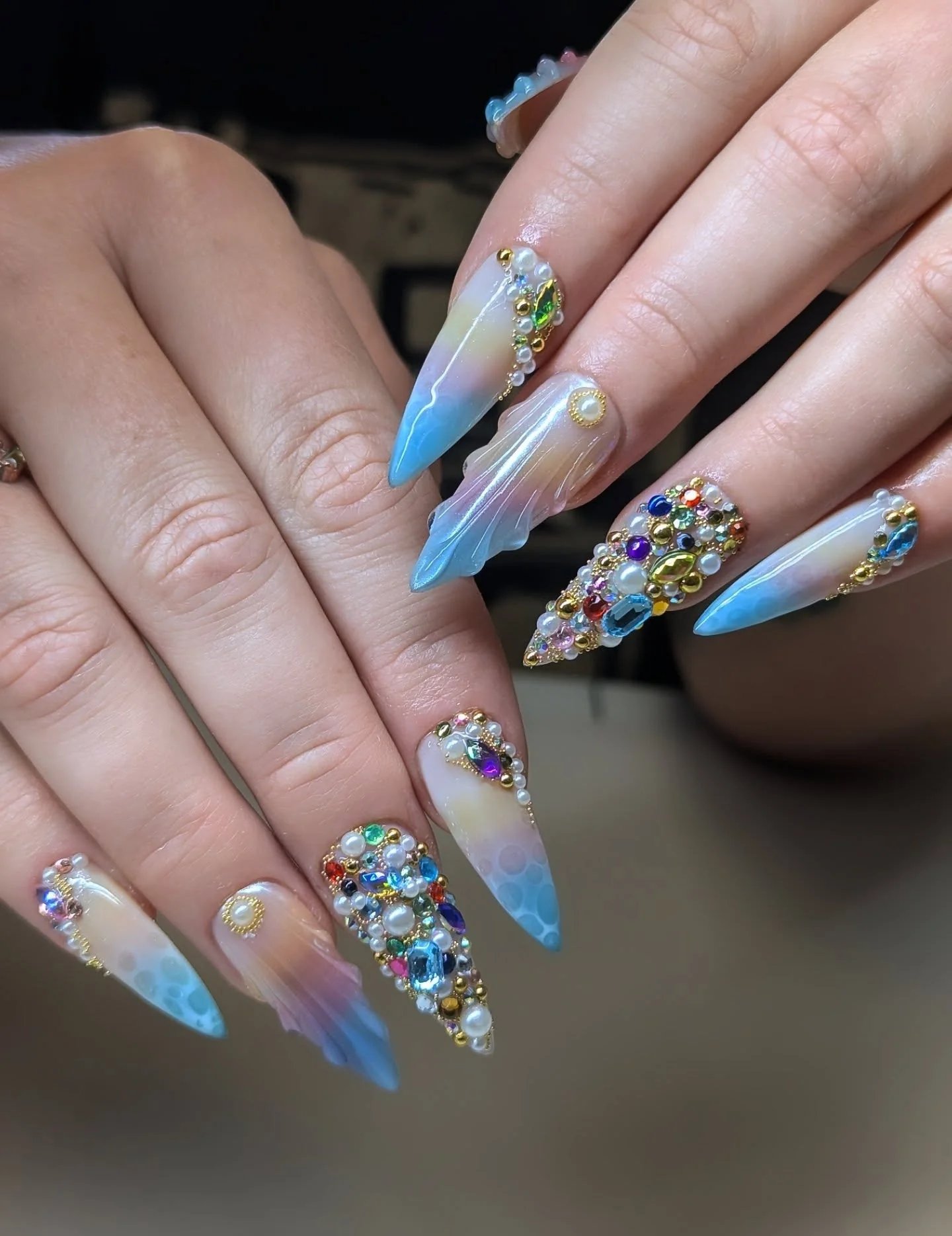 Opal Blue Crystal Stilettos