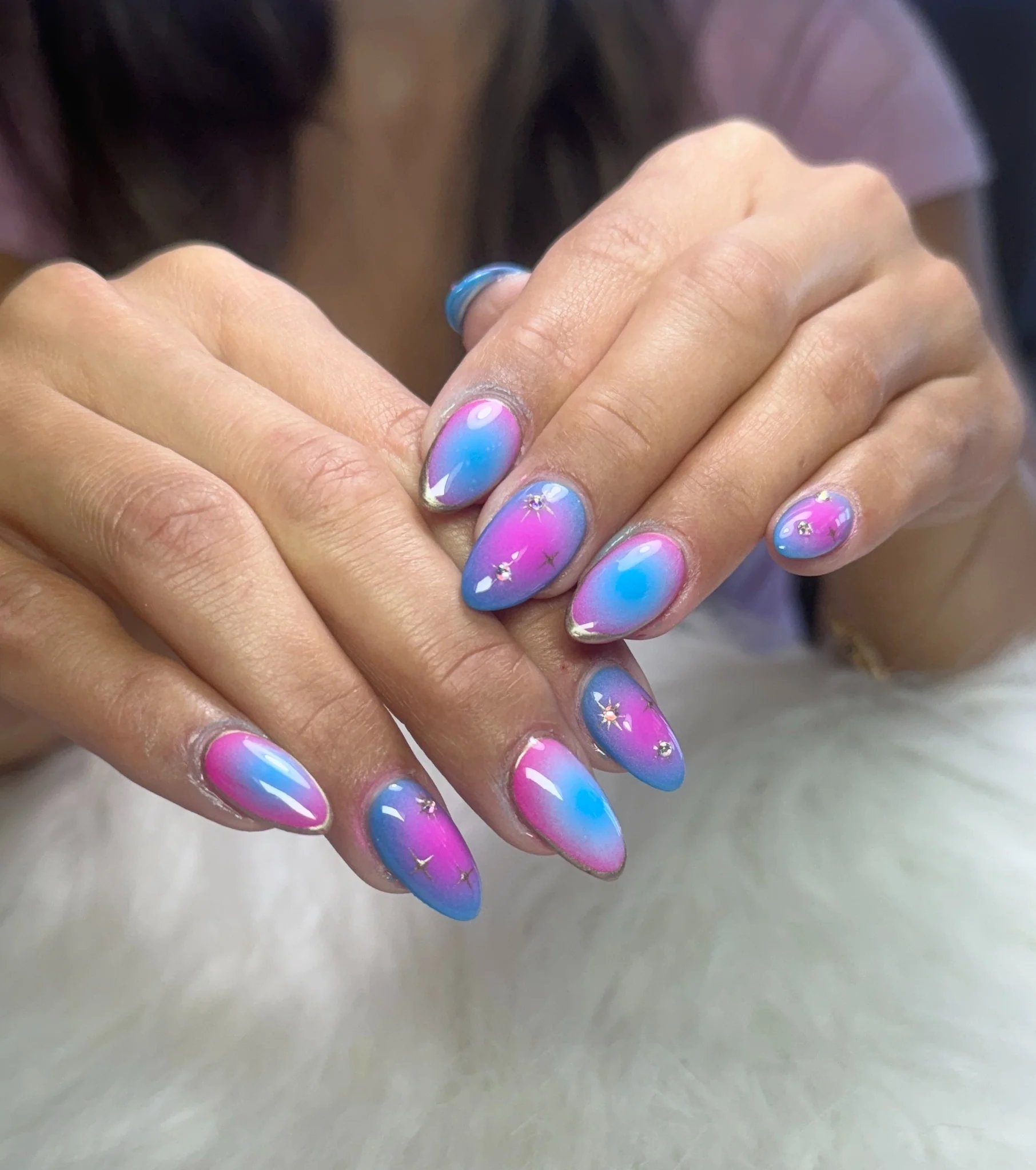 Pink Blue Ombré Crystals