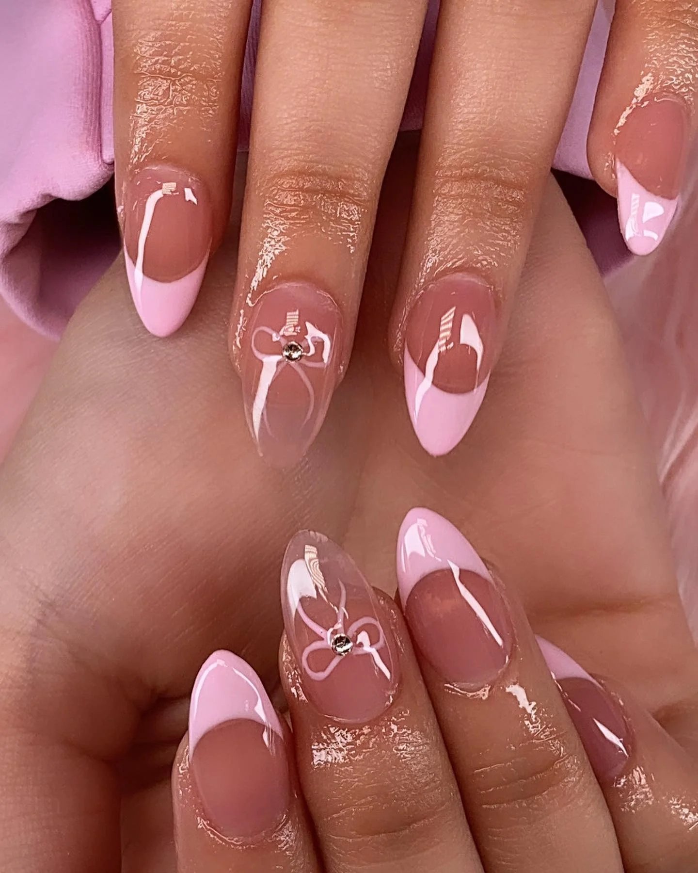 Pink Bow French Tips