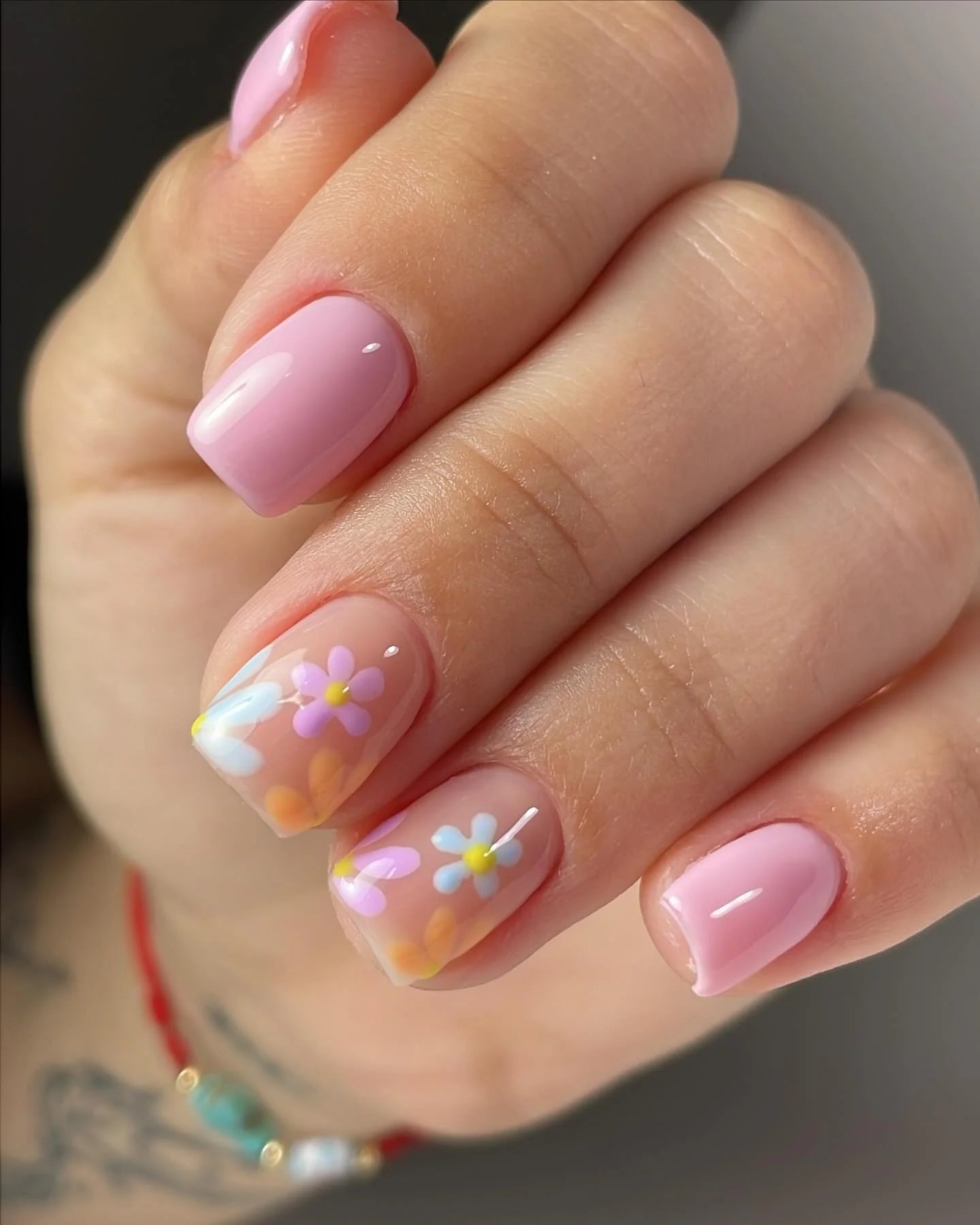 Pink Floral Nails