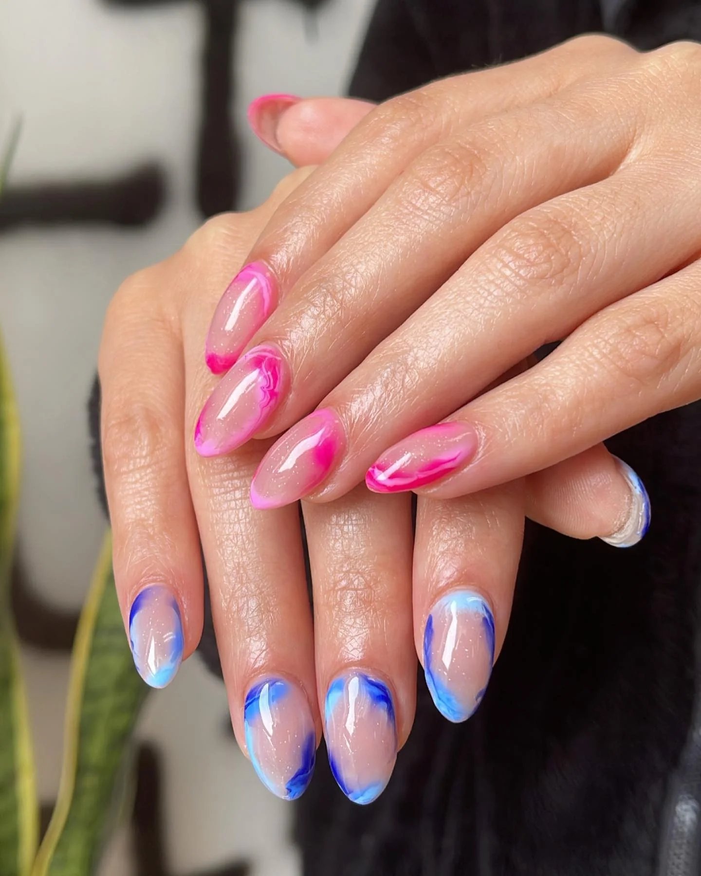 Pink Marble Blue Tips