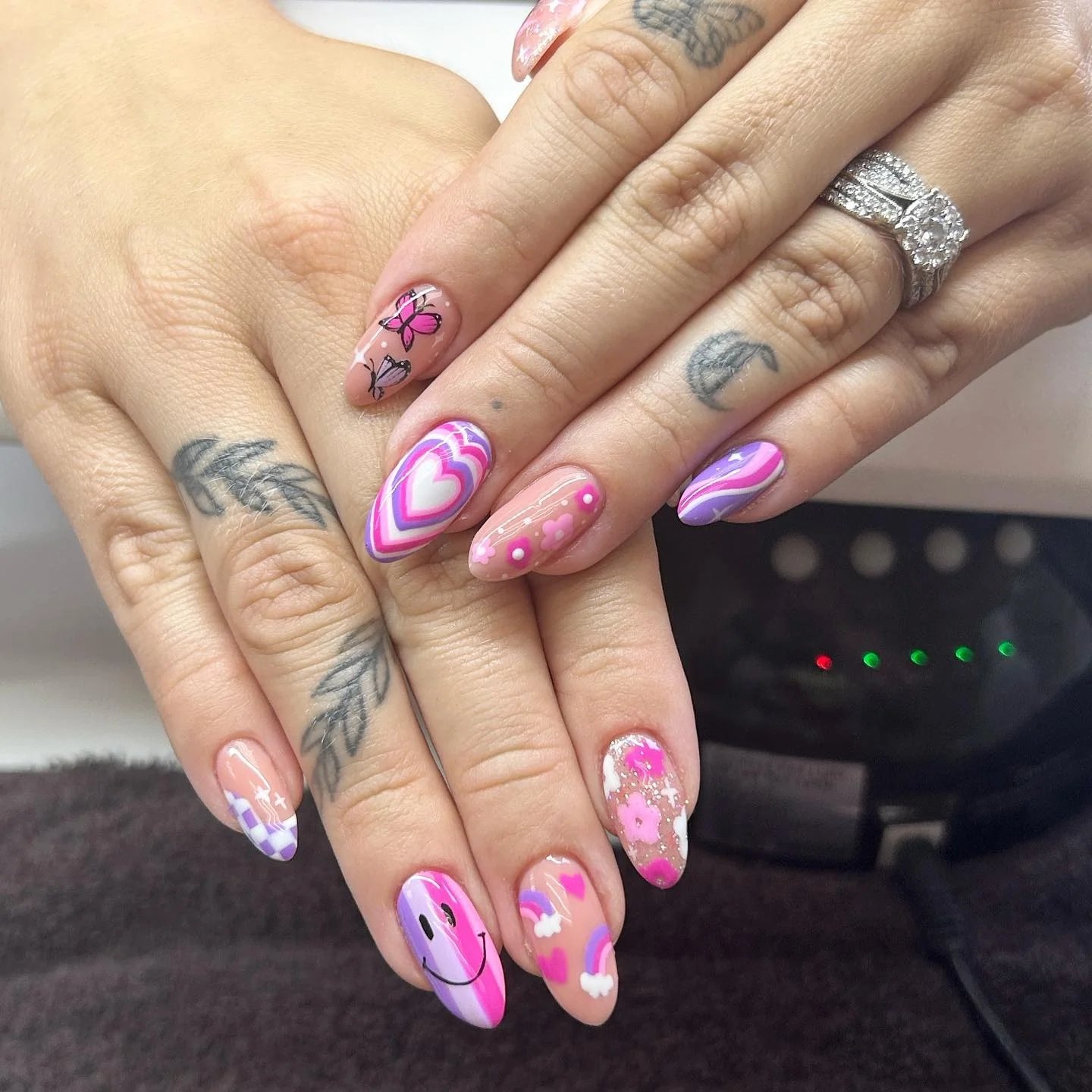 Pink Purple Heart Butterflies