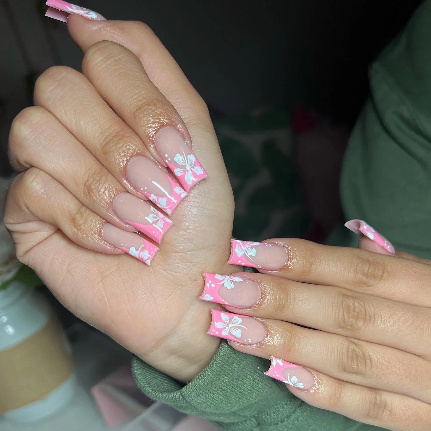 Pink Tips White Flowers