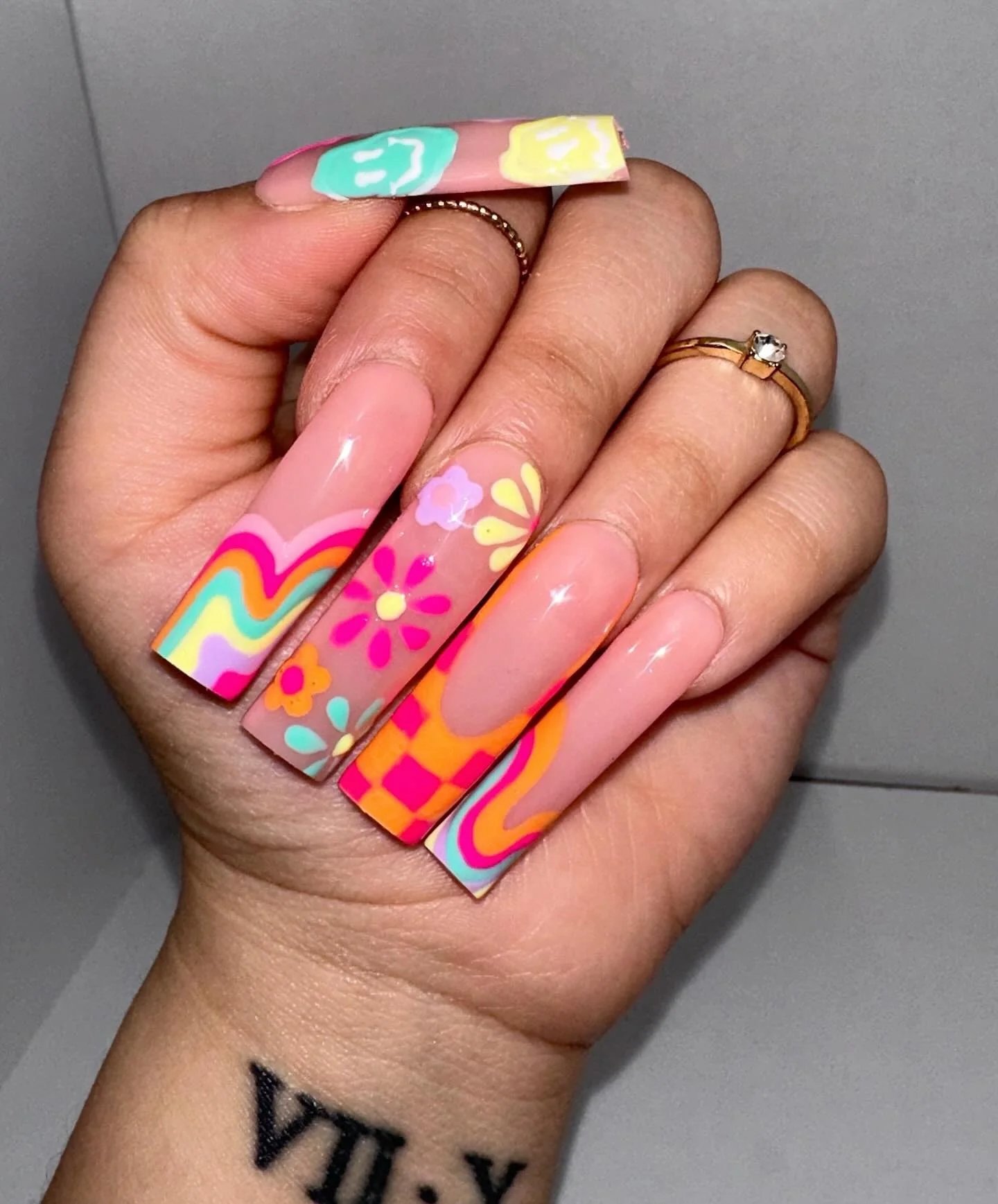 Rainbow French Tips