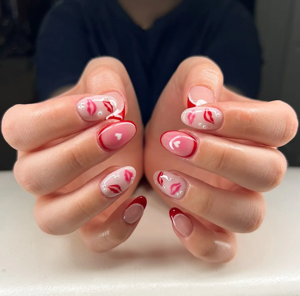 Red Lip Print Nails