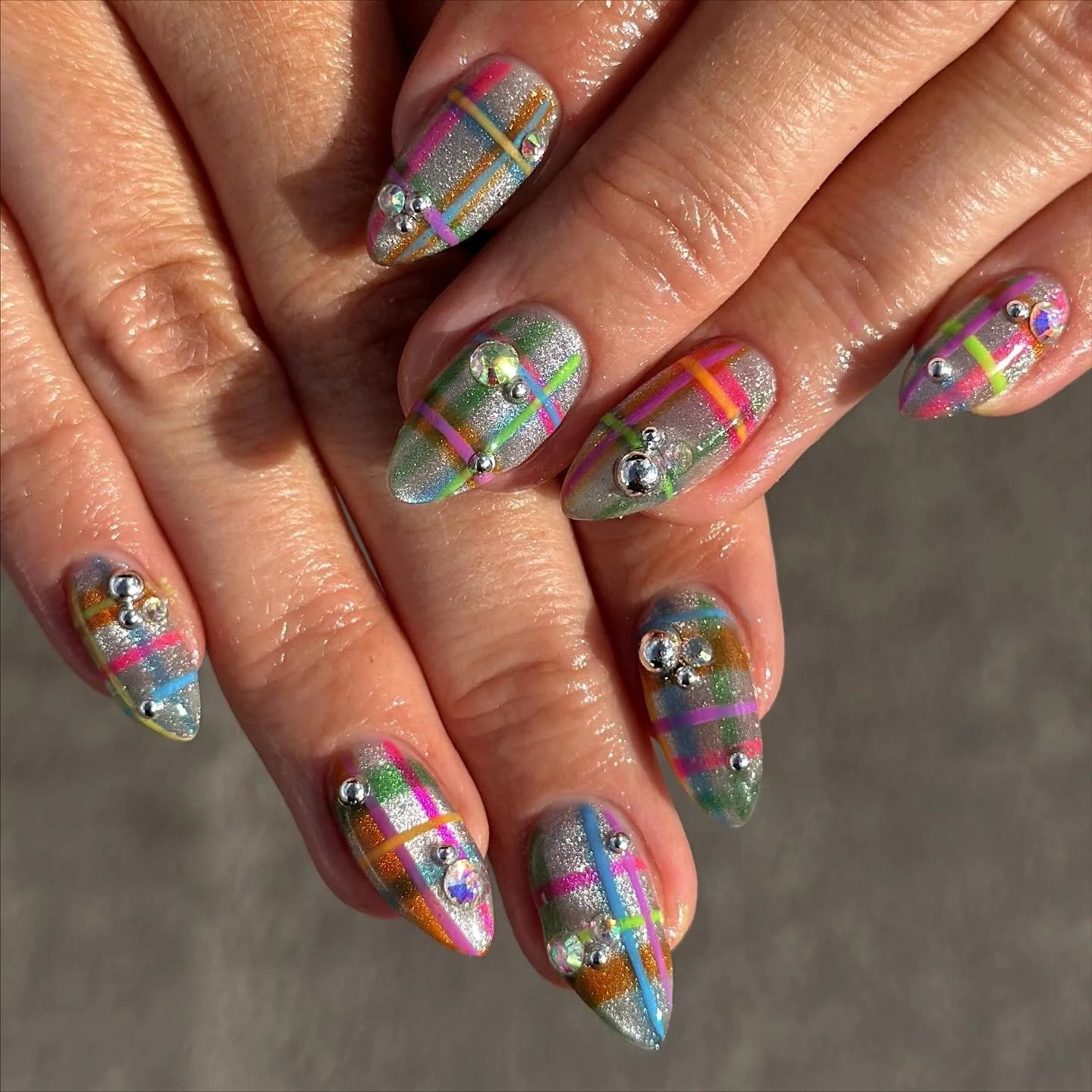 Silver Glitter Plaid