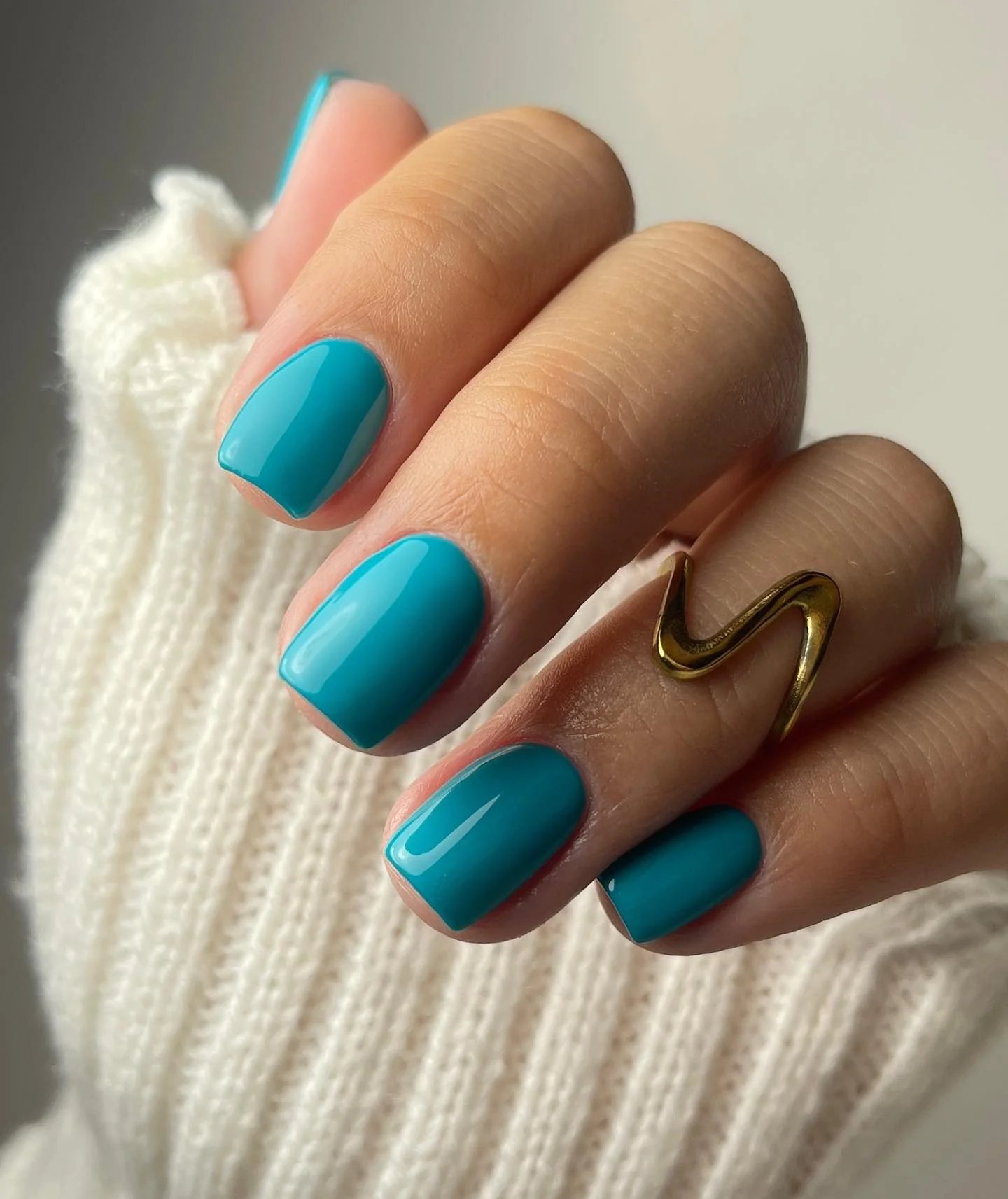 Teal Square Nails