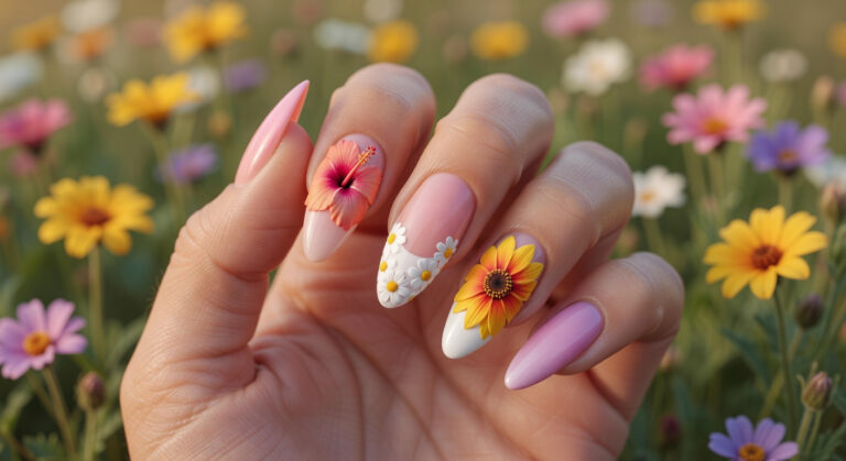 10 Summer Floral Nail Designs for Acrylic Nails featured image