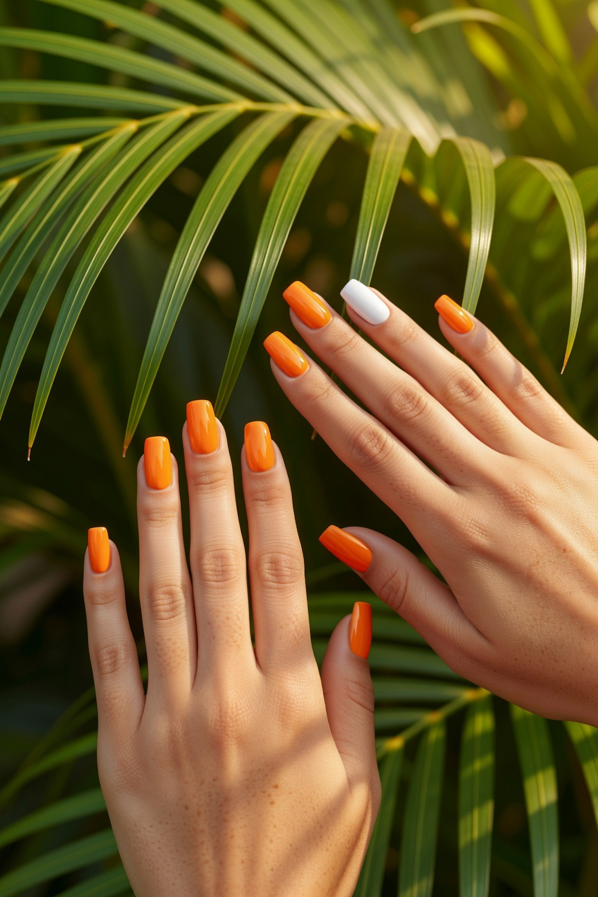 Bright Orange Nails