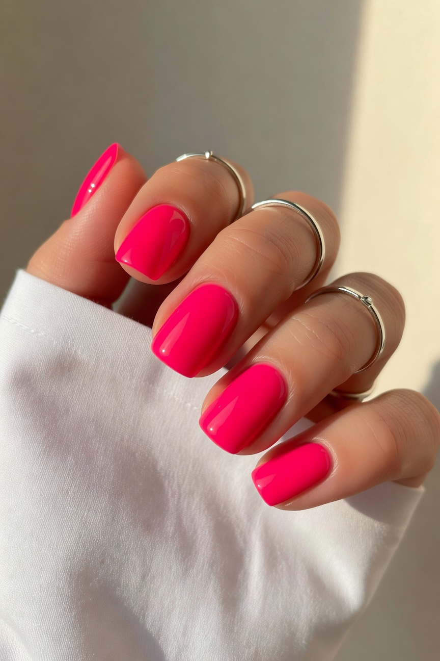 Bright Pink Nails