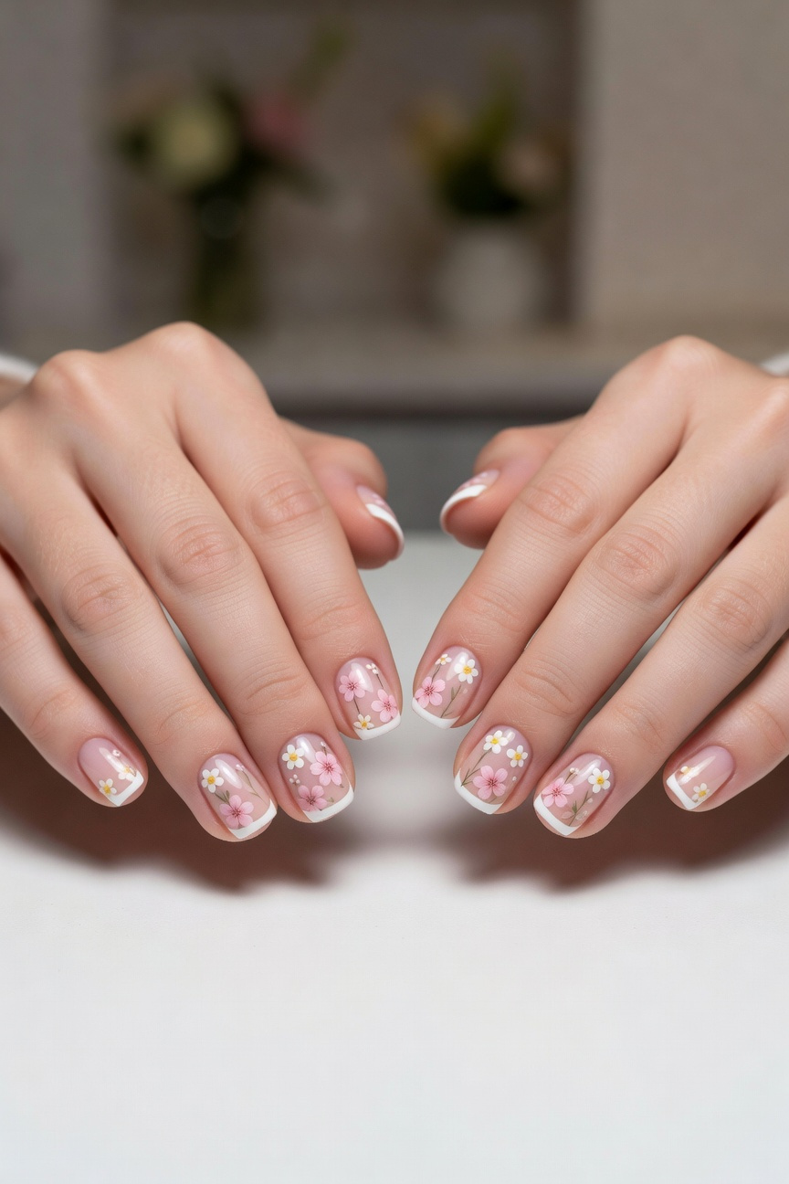 Floral Accent Nails