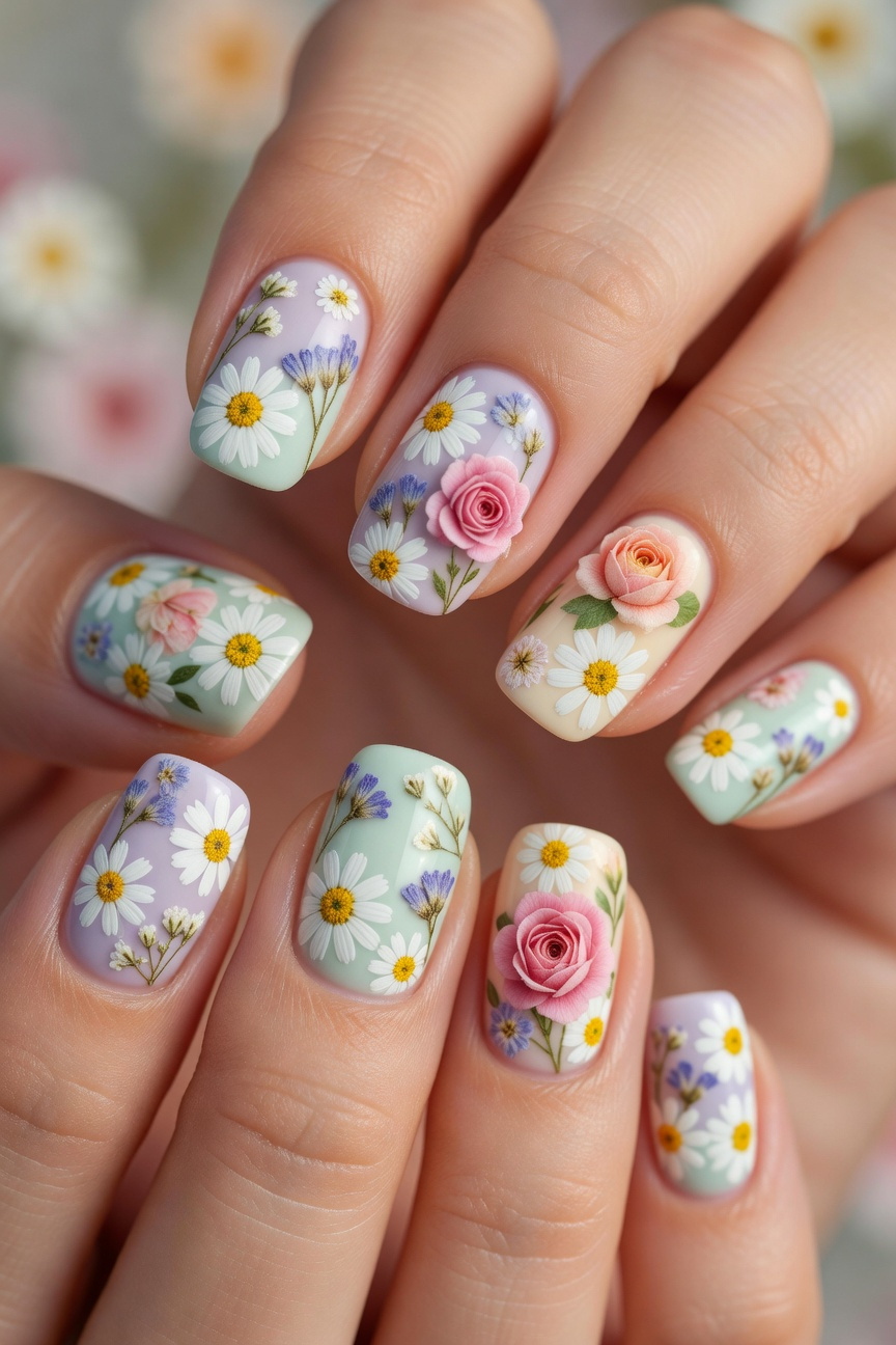 Floral Pattern Nails