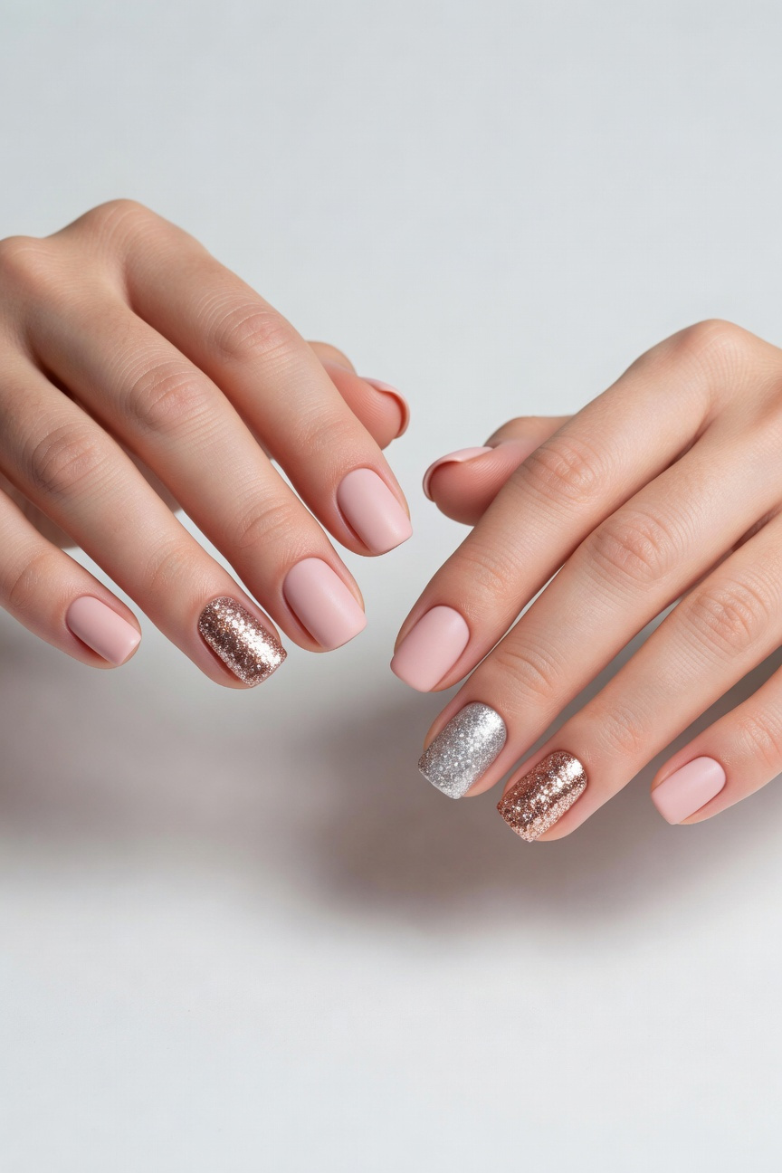 Glitter Accent Nails