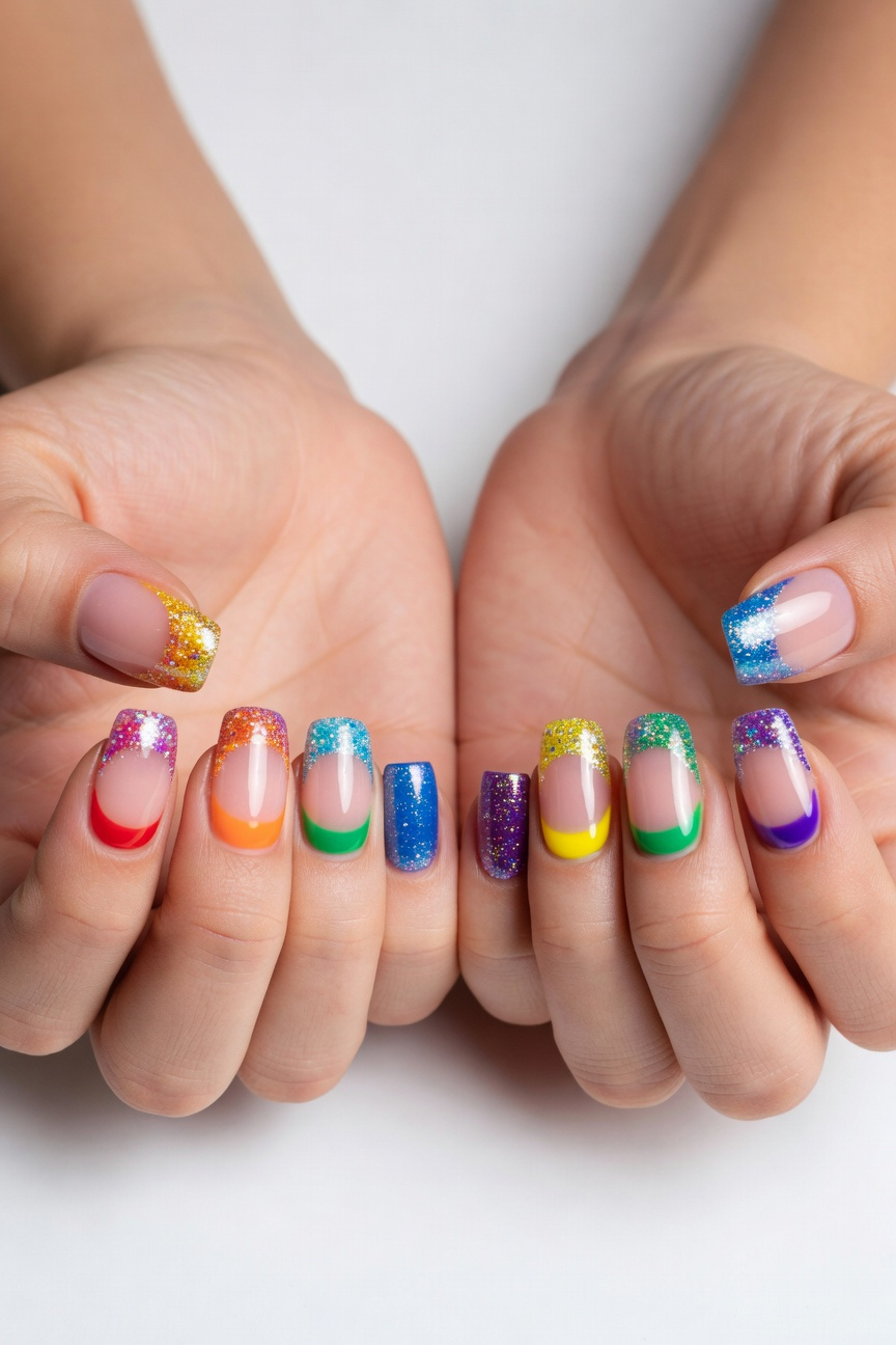 Glitter Rainbow Tips