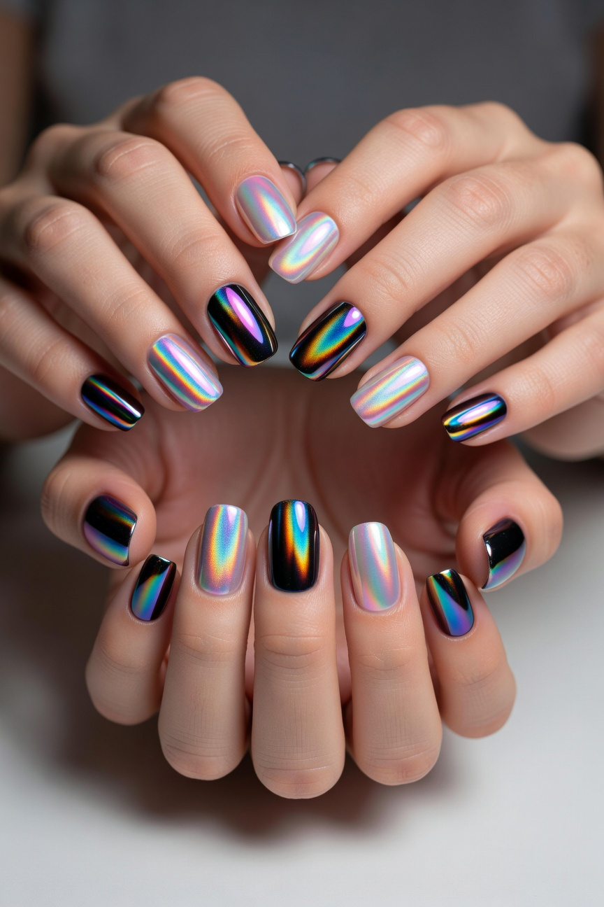 Holographic Pride Nails