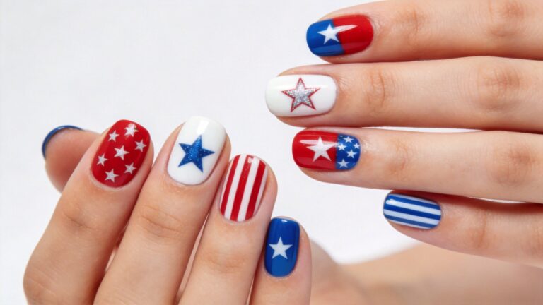 Memorial Day Nail Ideas in Red White and Blue