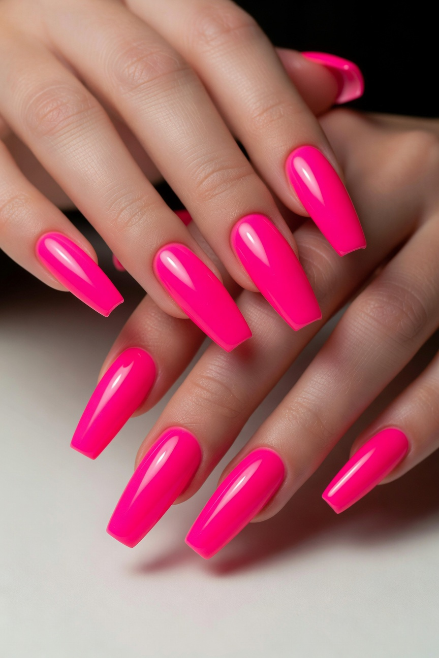 Neon Pink Nails