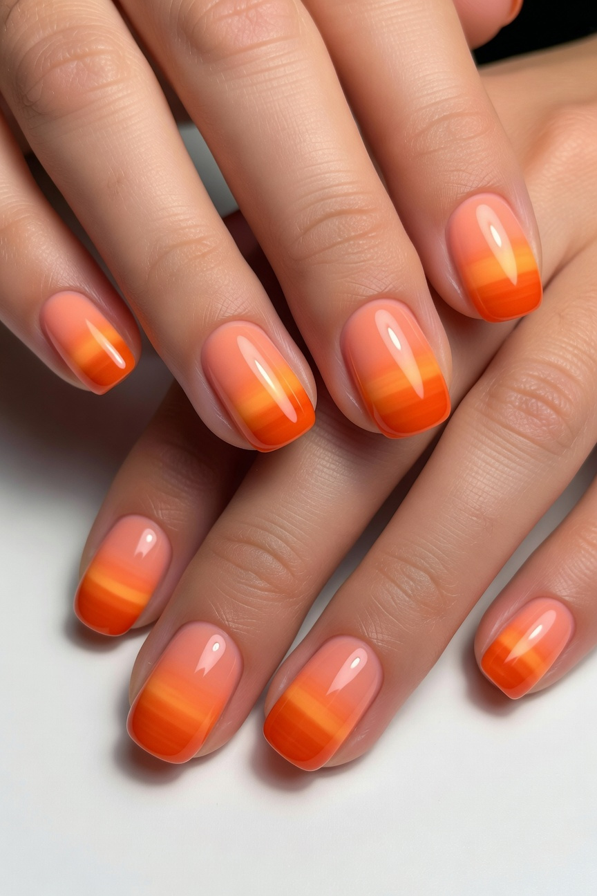 Orange Gradient Nails