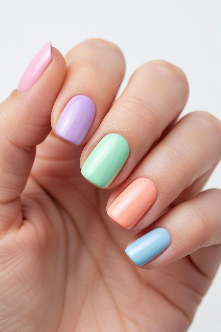 Pastel Rainbow Nails