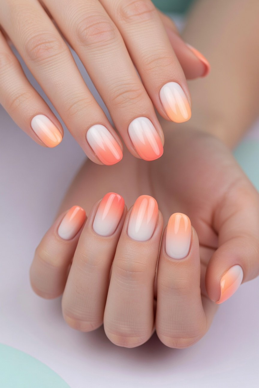 Peach Gradient Nails