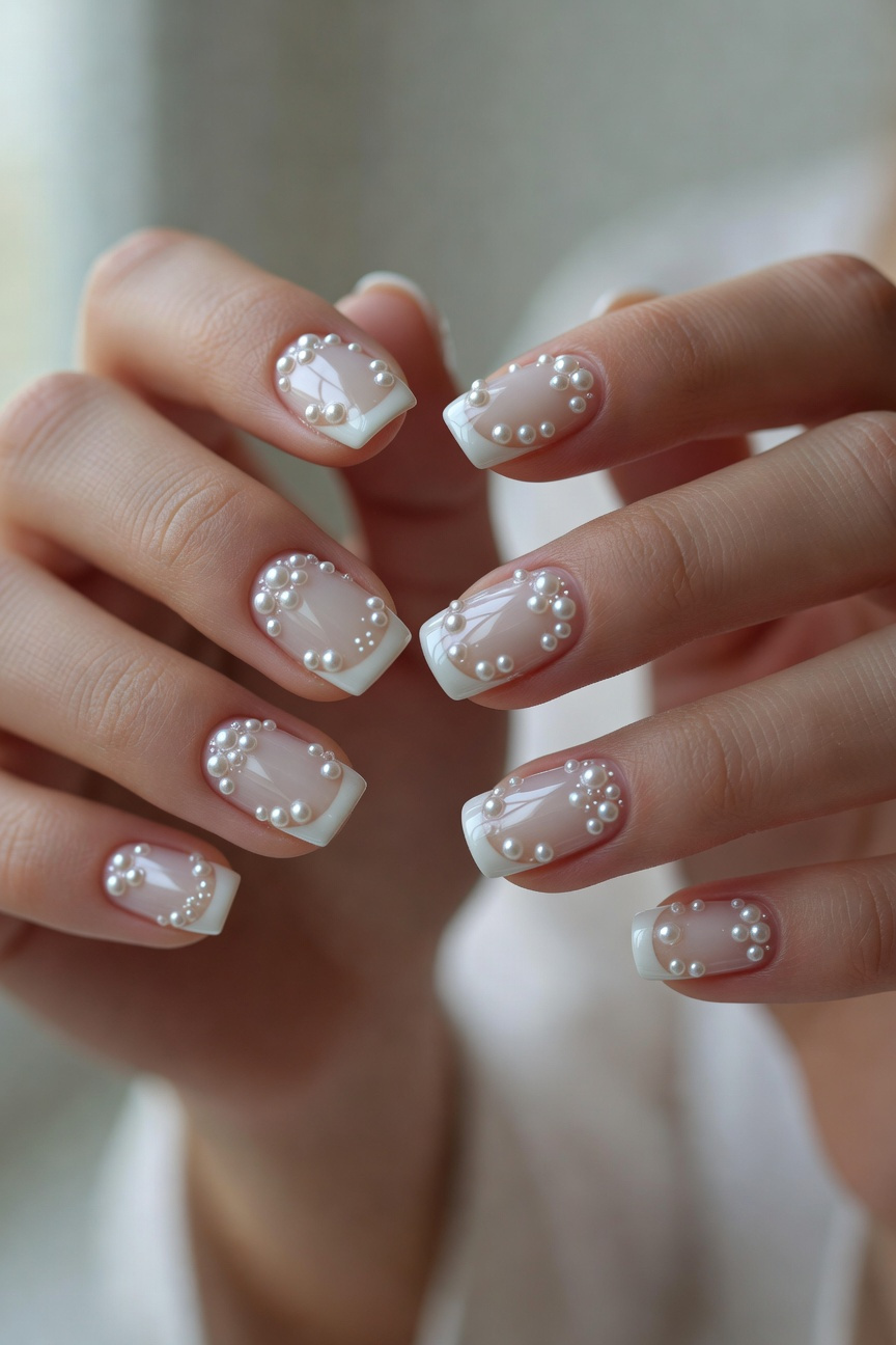Pearl Accent Nails