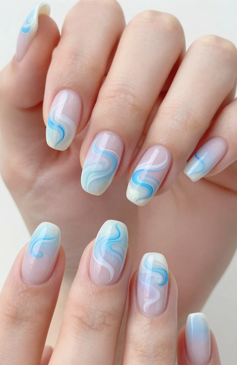 Powder Blue Swirls