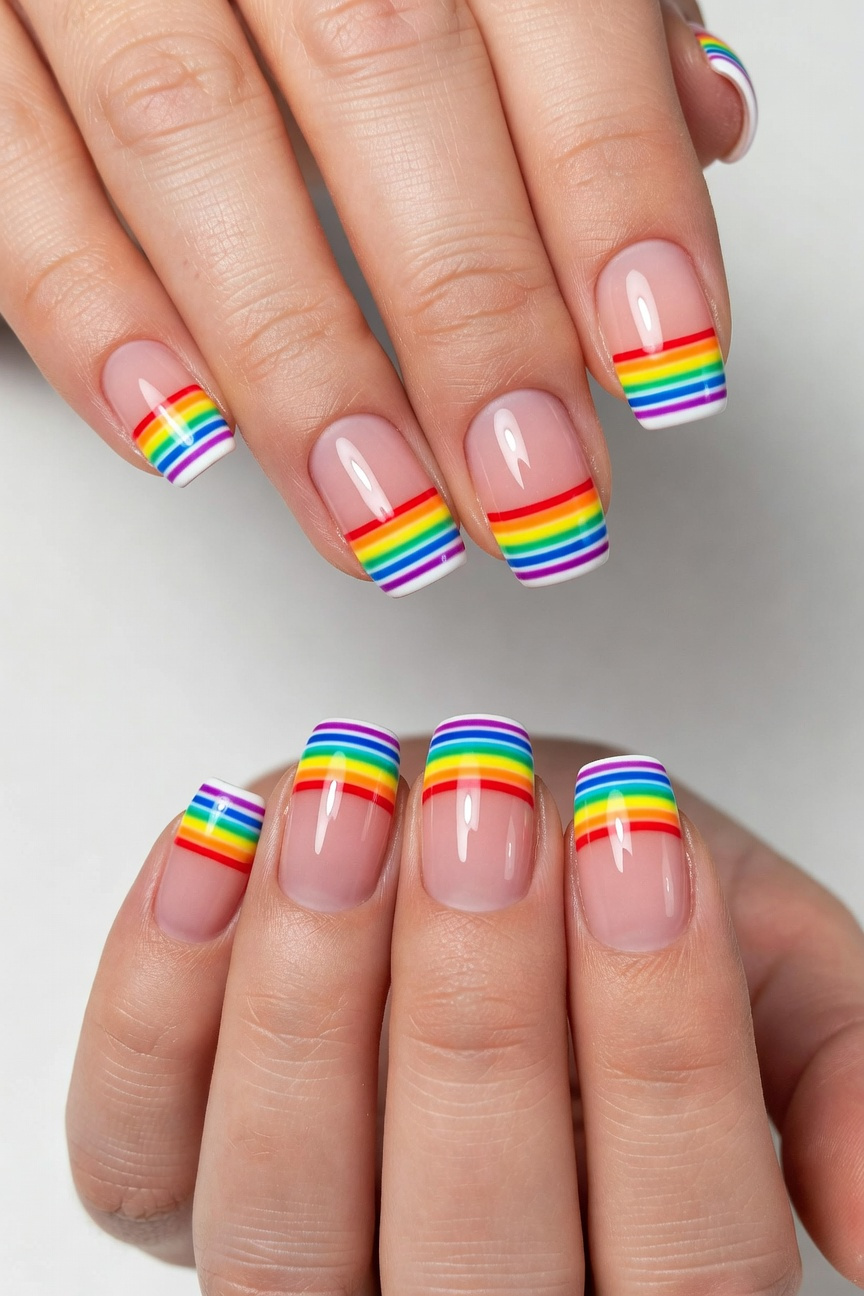 Rainbow French Manicure