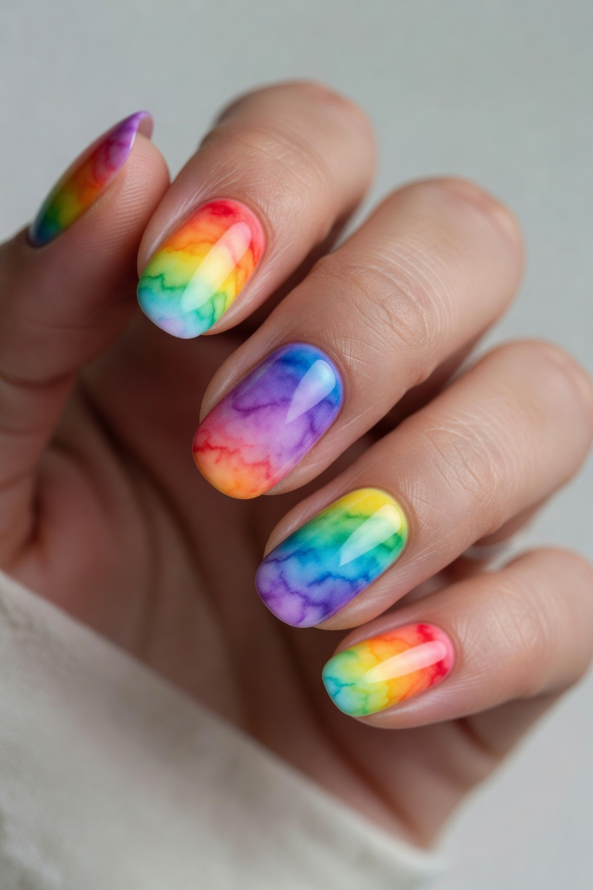Rainbow Gradient Nails