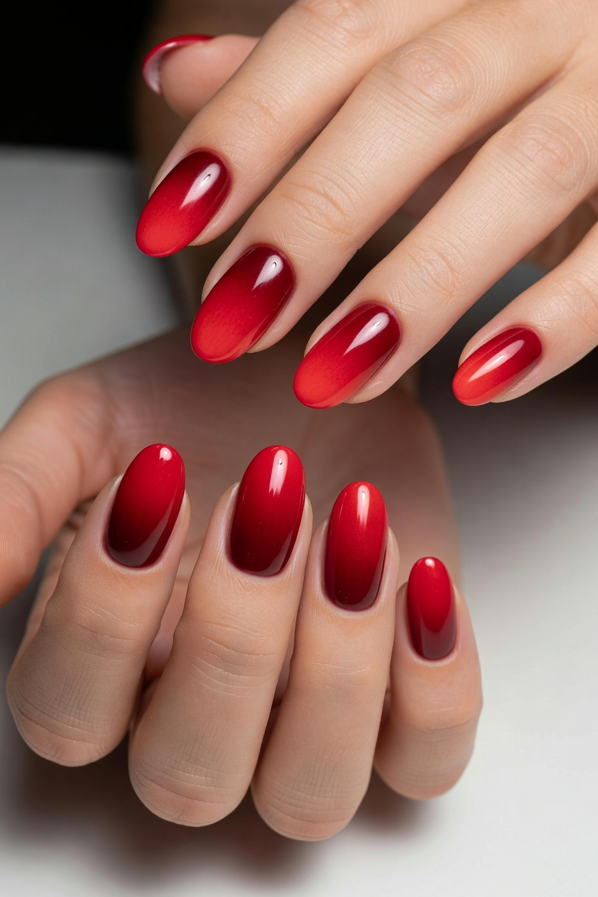 Red Gradient Nails