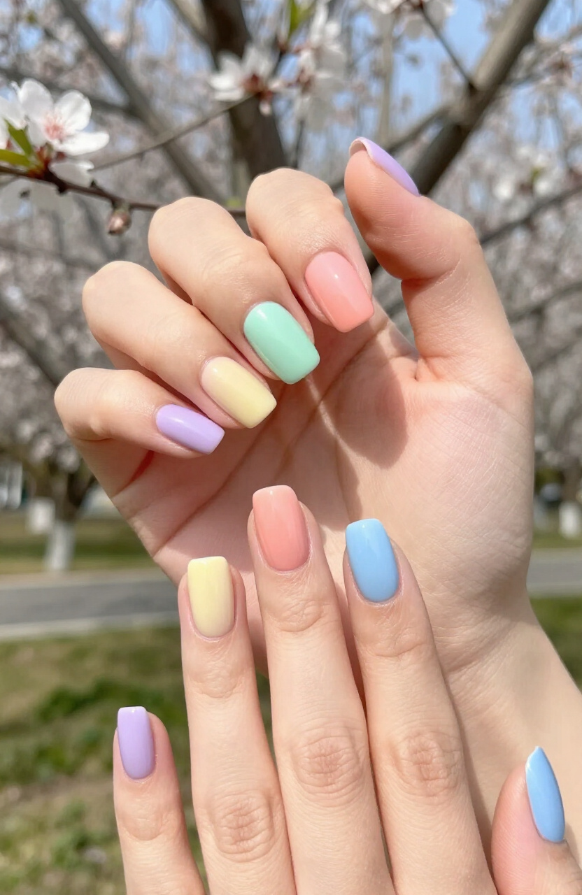 Spring Rainbow Nails