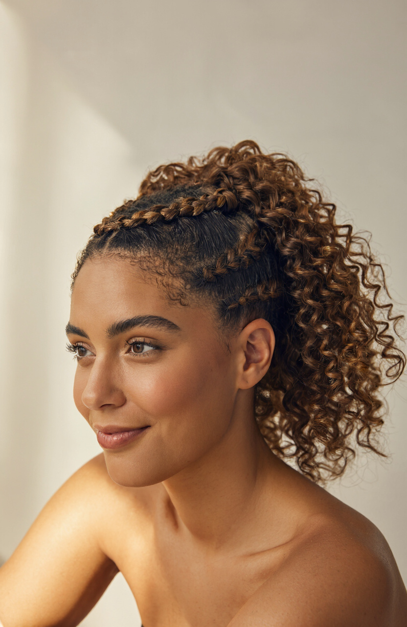 Braided Crown Into Ponytail