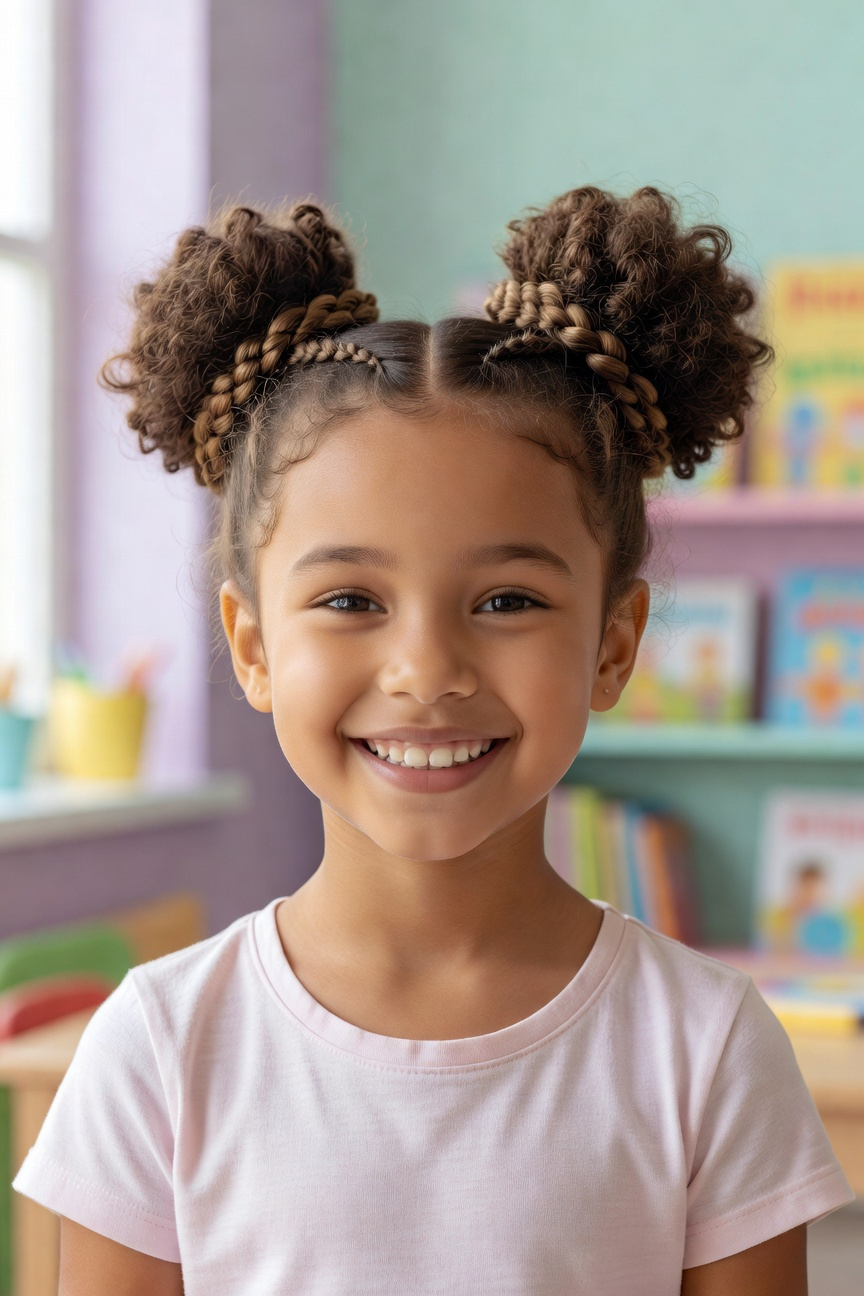 Braided Space Buns for Busy Mornings