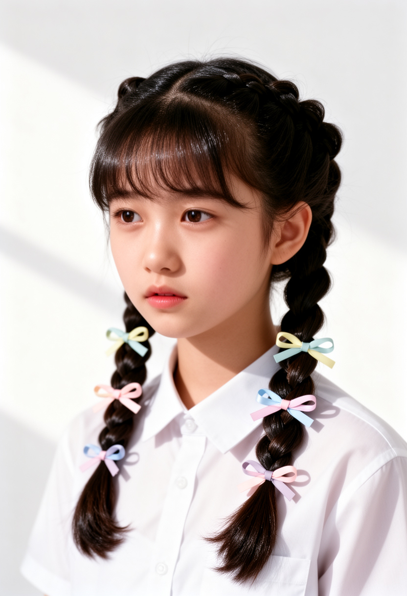 Bubble Braids With Ribbon Ties