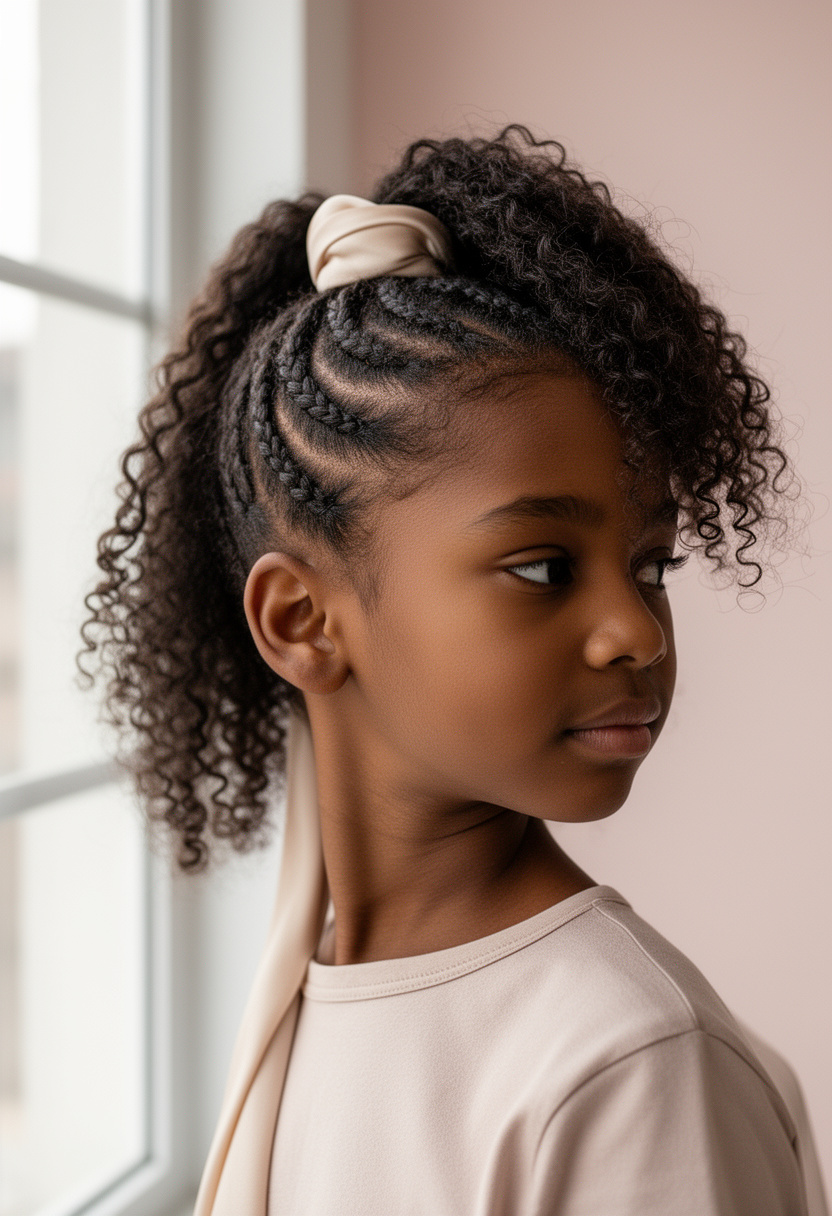 Curly Ponytail with Micro Braids