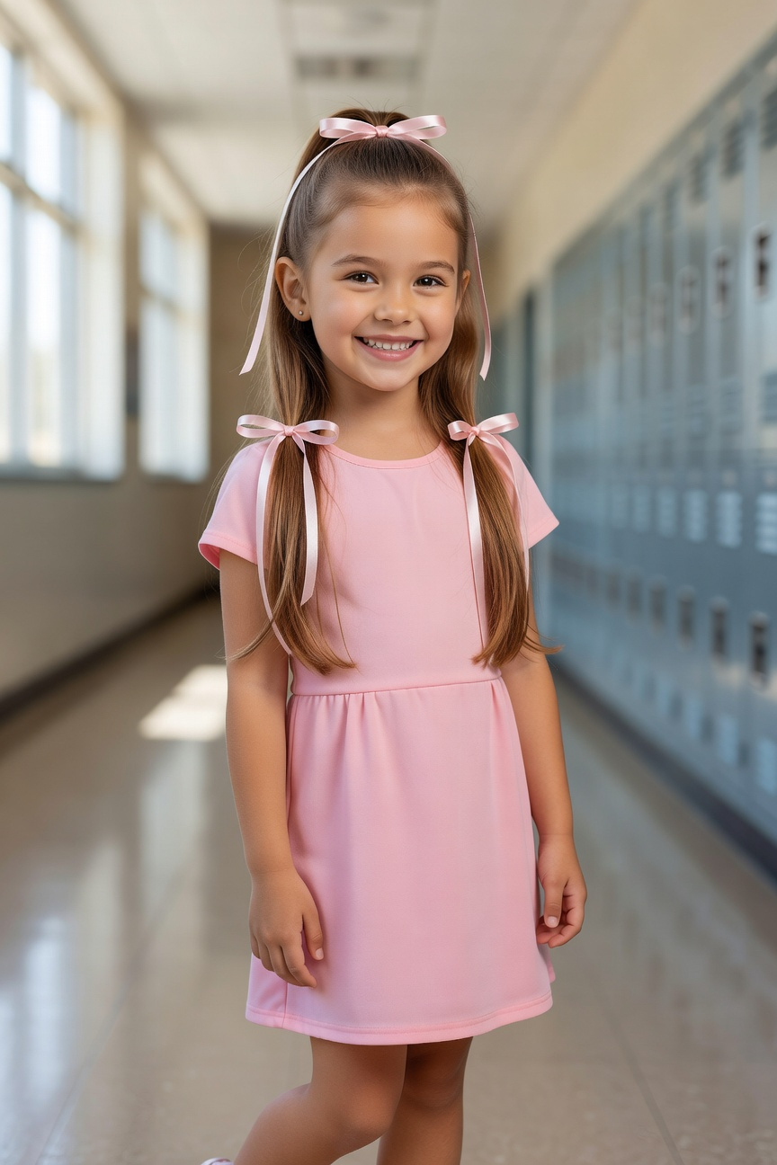 Half-Up Bow Ponytails With Ribbons