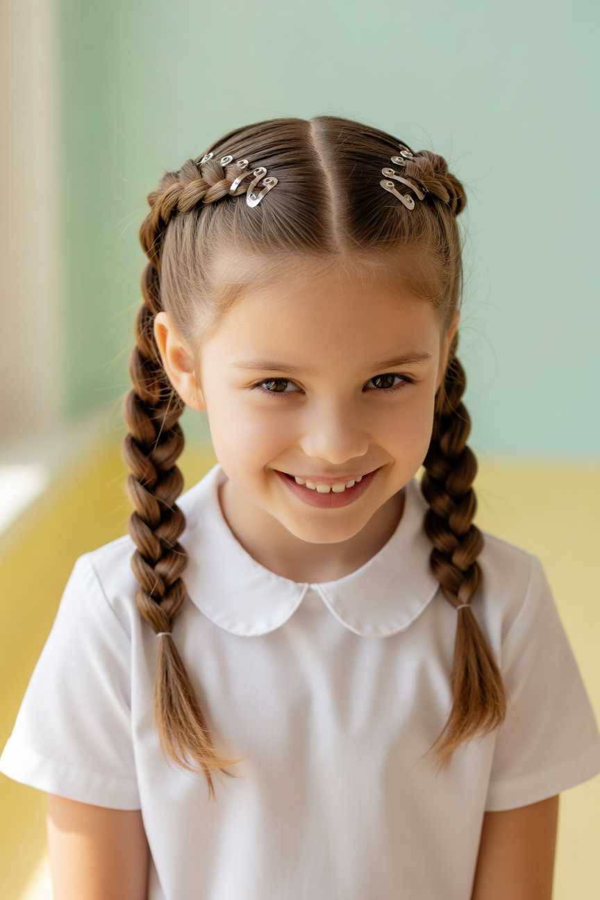 Milkmaid Braids With Mini Clips