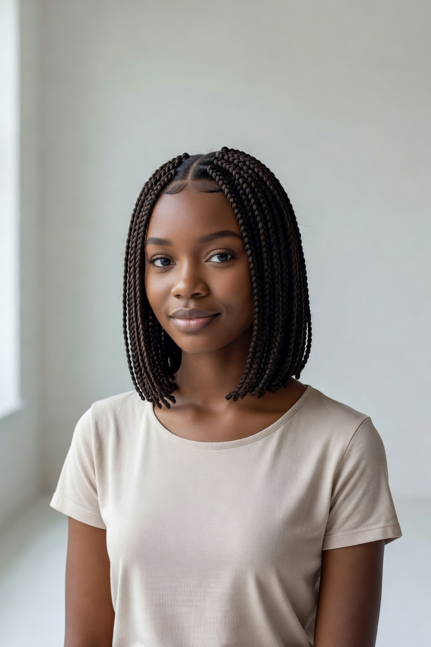 Braided Bob with Sleek Edges
