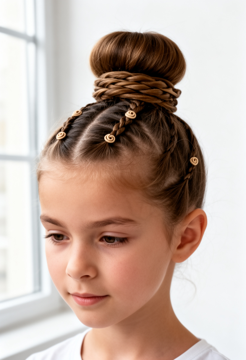 Braided Bun with Elastic Swirls