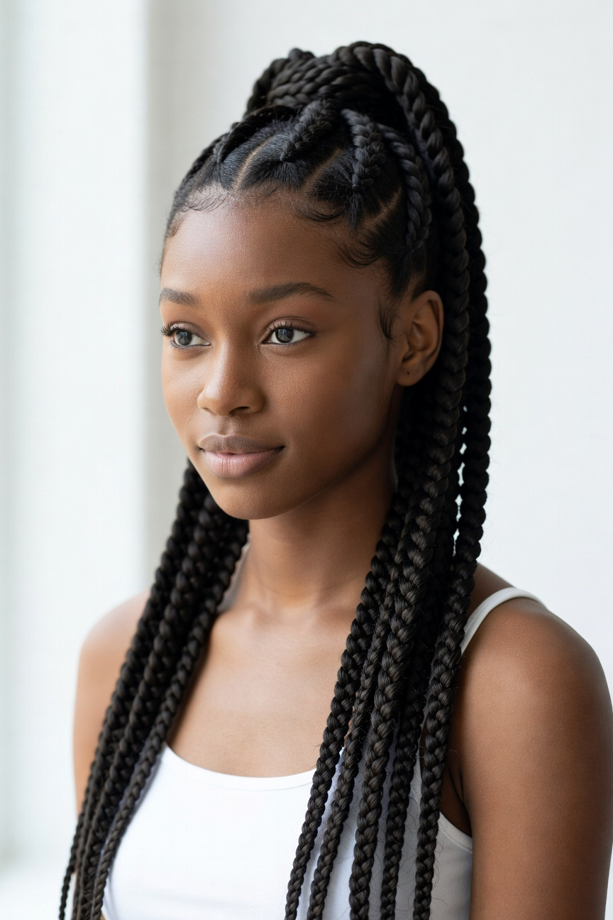 Jumbo Stitch Braids Ponytail