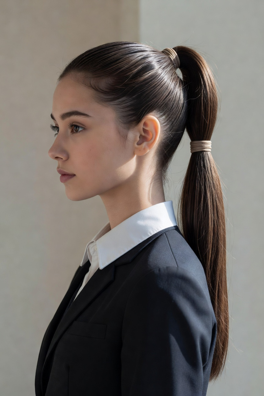 Sleek Ponytail With Hair Ties