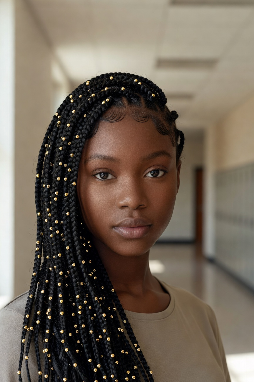 Fulani Beads Side-Swept Braids