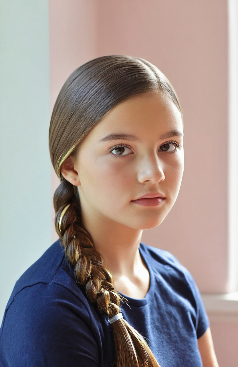 Sleek Side Part French Braid