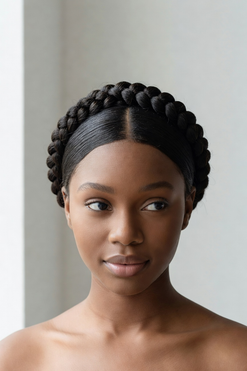 Milkmaid Braids with Center Part