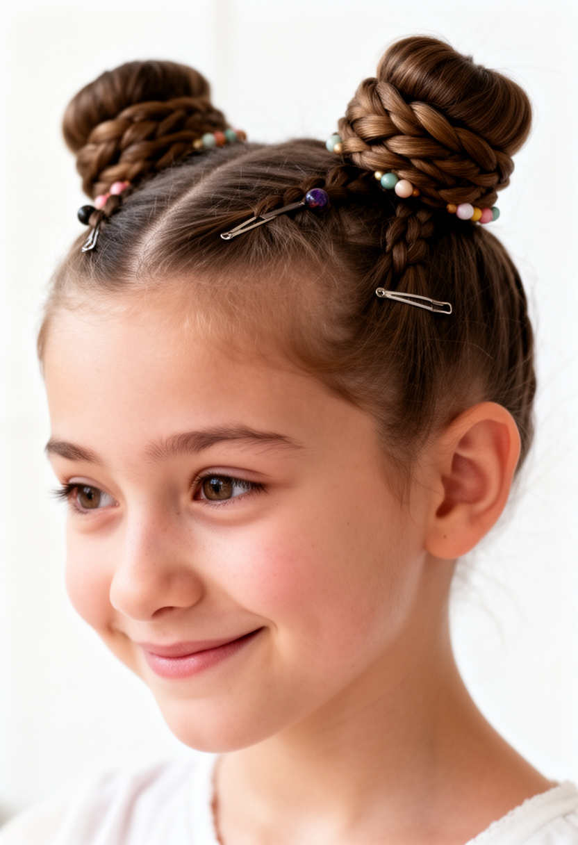Braided Space Buns With Beads